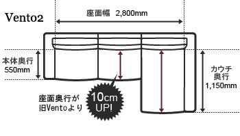 カウチソファの奥行1150ミリ