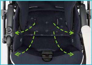 コンビのベビーカーホワイトレーベル メチャカル ハンディ オート4キャス compact エッグショック HG コンビベビーカー通気性を考えた風通しの良いエアスルーシートを採用