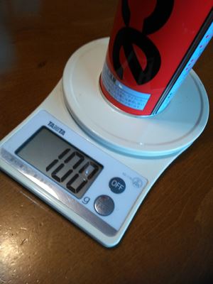 パルエースのガスカセットボンベ使用後の重さ100g