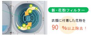 東芝の衣類乾燥機 ED-60C ED-45C 花粉フィルターで90%以上除去