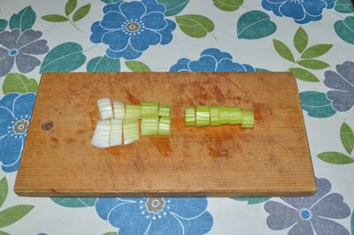 おすすめヒューロムスロージューサーHU-300Wで作るフレッシュジュースの材料繊維の多い野菜(セロリ)は細かく切る