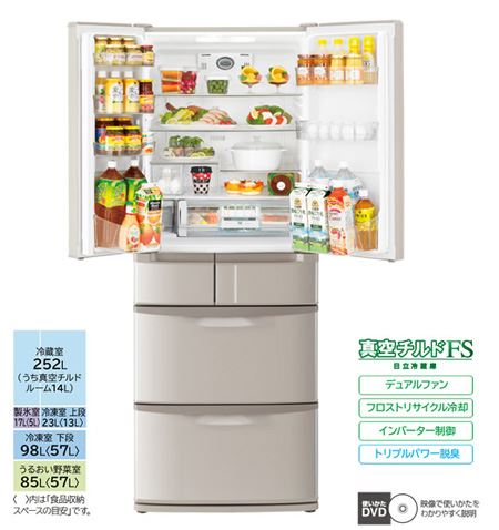 日立 6ドア冷凍冷蔵庫（475L）　R-F480D