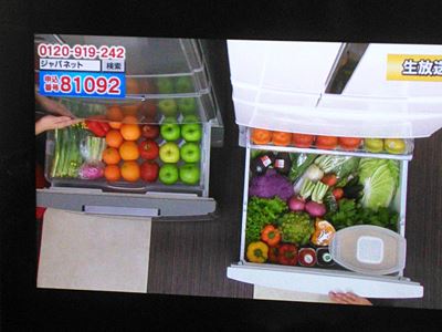 パナソニックトップユニット冷蔵庫　NR-FT55B1　552リットル　野菜室　昔の冷蔵庫と大きさ比較