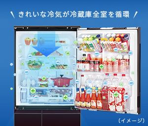 シャープ大型冷蔵庫SJ-P411D-H　5ドアのプラズマクラスター効果の解説