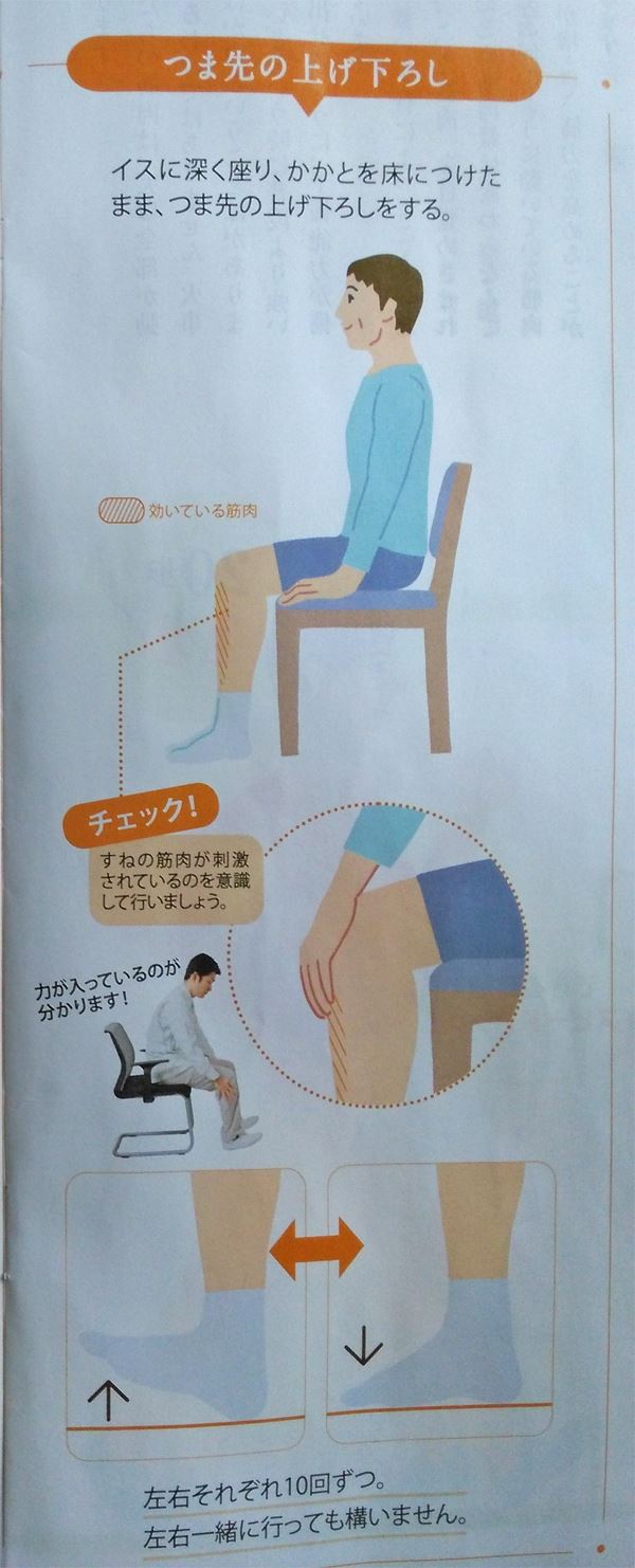椅子を使った簡単な筋トレ「つま先の上げ下ろし」