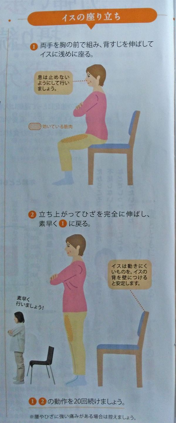 椅子を使った簡単な筋トレ「椅子の座り立ち」